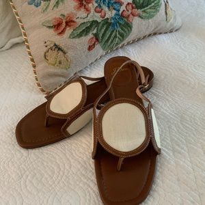 J Crew Brown and Cream Sandals 9